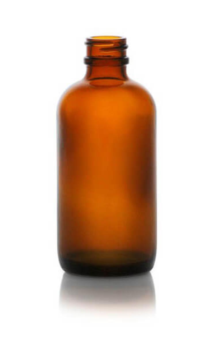amber glass boston round bottle