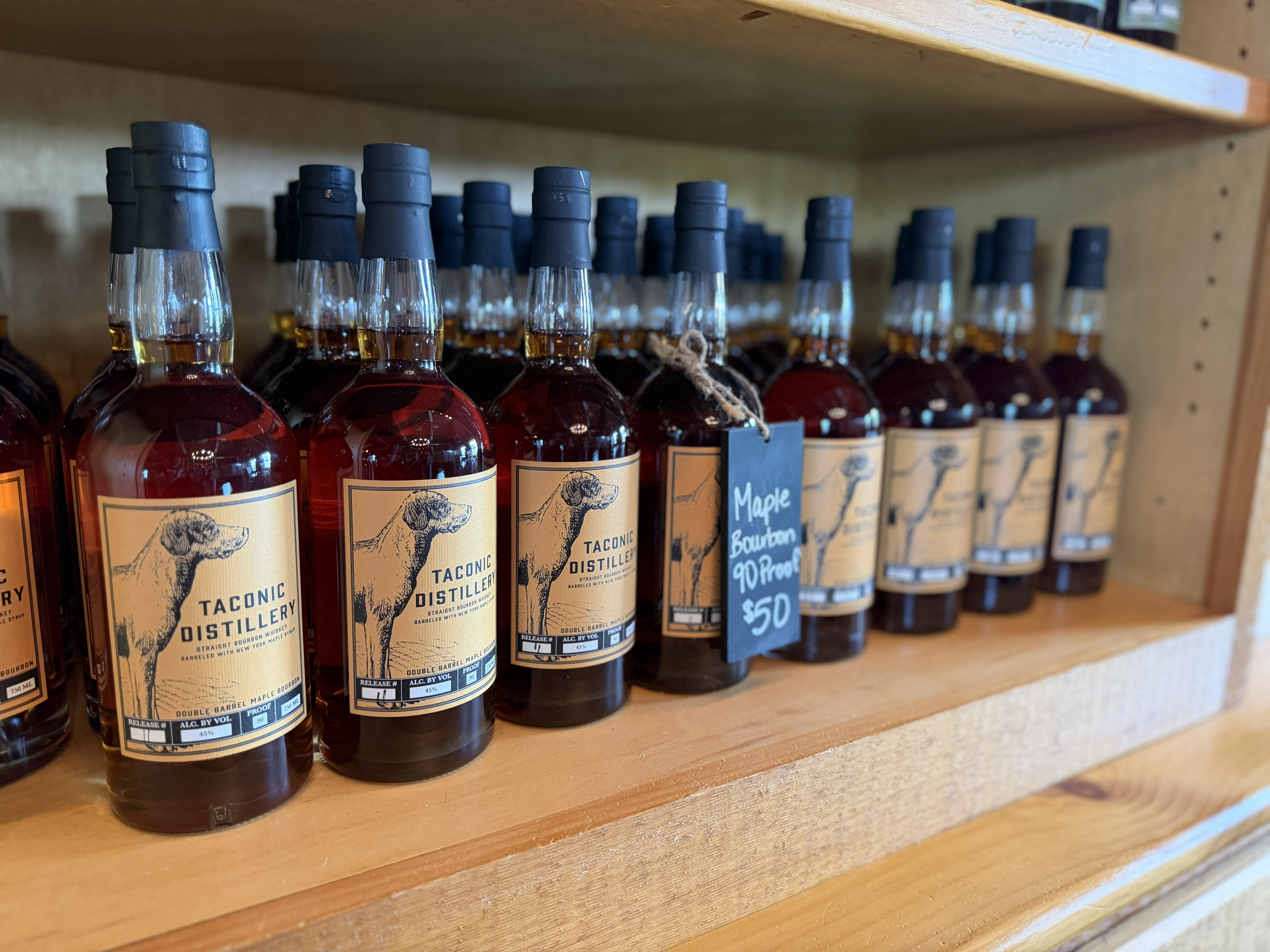 a row of bottles on a shelf