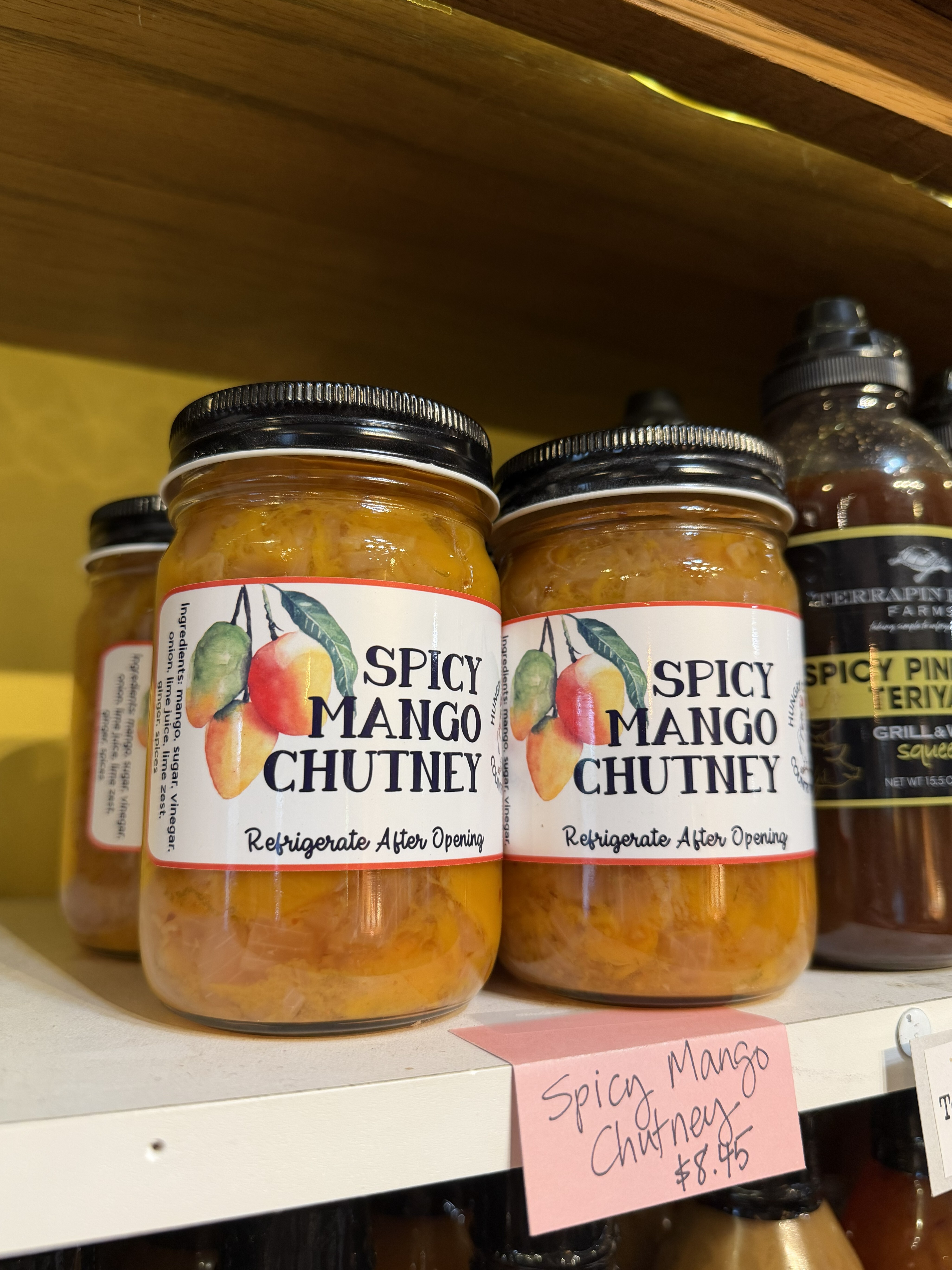 Jars of spicy mango chutney