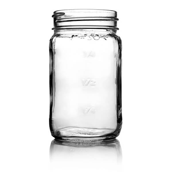 16oz Glass Square Mason Jar - 70/450 Finish