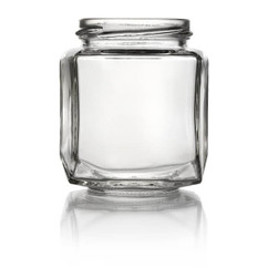9 oz Glass Oval Hexagon Jar